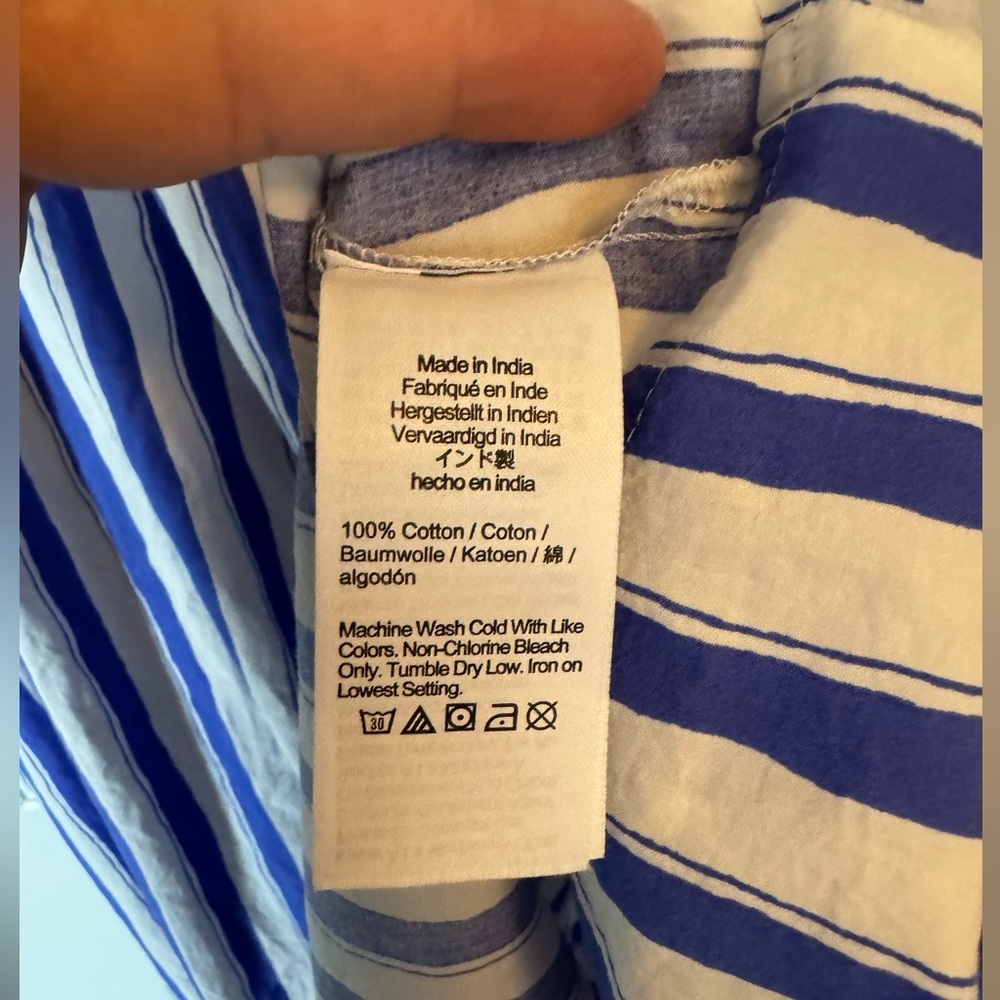 Madewell Blue & White Vertical-Stripe Spaghetti Strap Maxi Dress - Picture 9 of 11